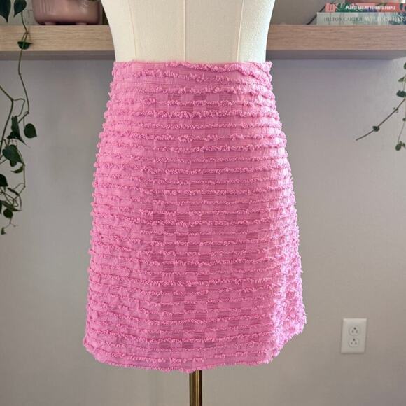 Lost Wander Paloma Pink Textured Puff Sleeve Top & Mini Skirt Set Small Brunch - Picture 5 of 13